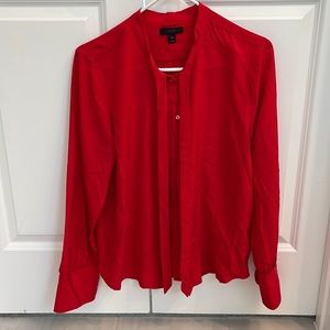 Red JCrew long-sleeve blouse